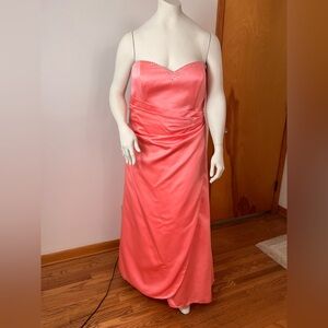 Elegant coral Alexia Designs Strapless Dress. Style 2924